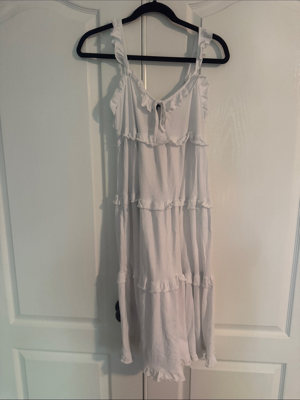 J. Crew White Pool Cover Up Ruffled Tiered Midi Dress
